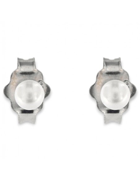 Orecchini Argento Rodiato Perla Bianca 3MM [03ec41d9]