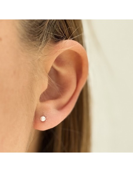 Orecchini Argento Rodiato Perla Bianca 3MM [82c7e699]