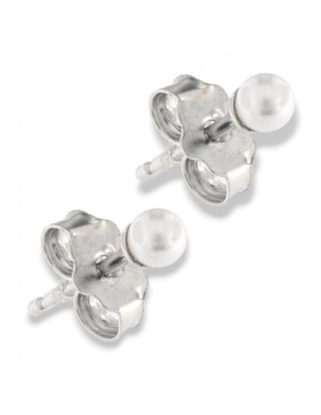 Orecchini Argento Rodiato Perla Bianca 3MM [35da279d]