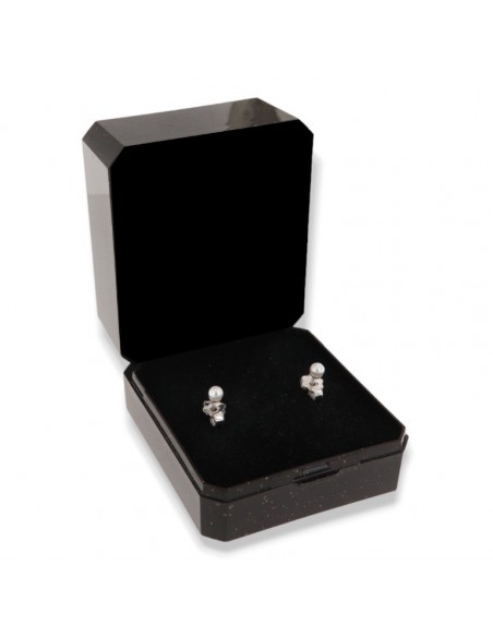Orecchini Argento Rodiato Perla Bianca 3MM [8797a187]