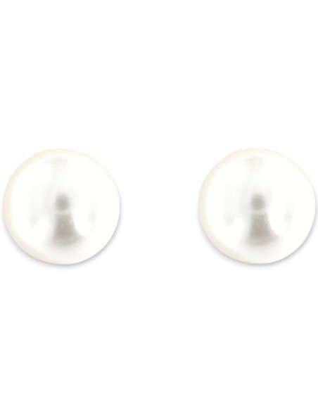 ORECCHINI ARGENTO RODIATO PERLA BIANCA GRANDE 10 M [b1a1c7c3]