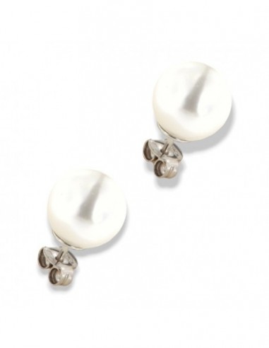 ORECCHINI ARGENTO RODIATO PERLA BIANCA GRANDE 10 M [2731f499]