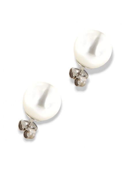 ORECCHINI ARGENTO RODIATO PERLA BIANCA GRANDE 10 M [2731f499]