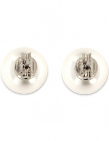 ORECCHINI ARGENTO RODIATO PERLA BIANCA GRANDE 10 M [2261b387]