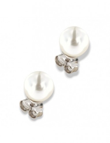 Orecchini Argento Rodiato Perla Bianca 7MM [46dc877f]