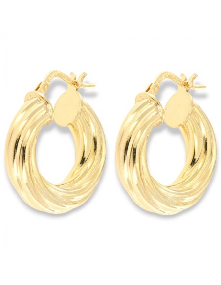 Orecchini Argento Dorato Cerchi Canna Intrecciata [b9f41282]