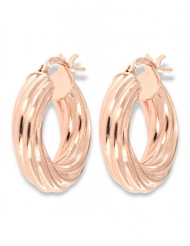 Orecchini Argento Rosato Cerchi Canna Intrecciata [168f03cd]