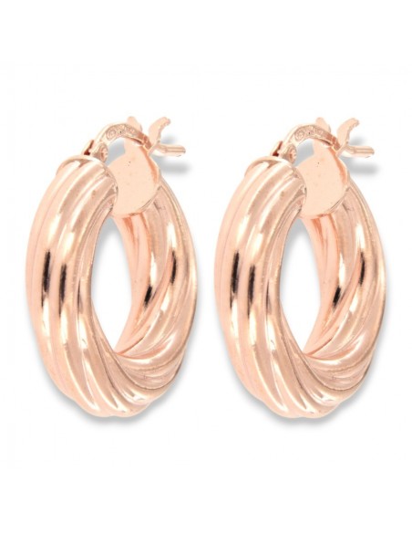 Orecchini Argento Rosato Cerchi Canna Intrecciata [168f03cd]