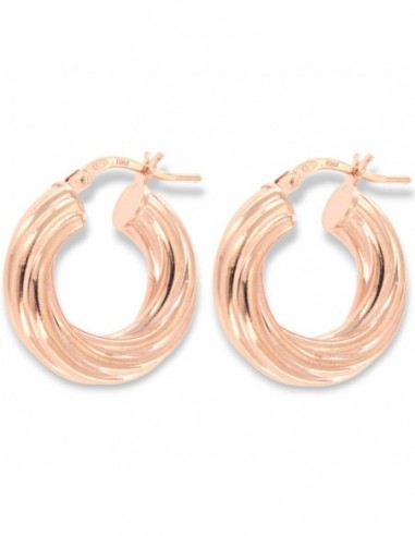 Orecchini Argento Rosato Cerchi Canna Intrecciata [962b4396]