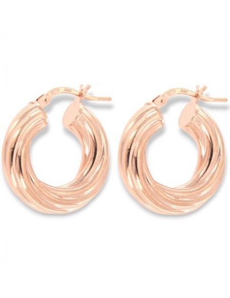 Orecchini Argento Rosato Cerchi Canna Intrecciata [962b4396]