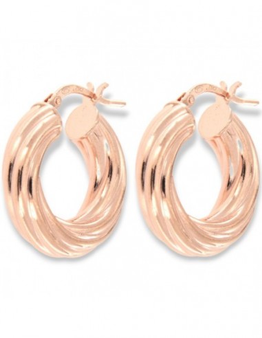 Orecchini Argento Rosato Cerchi Canna Intrecciata [937b0488]