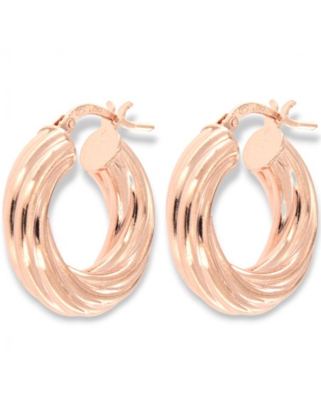 Orecchini Argento Rosato Cerchi Canna Intrecciata [937b0488]
