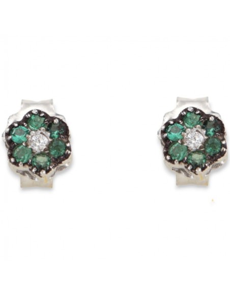 Orecchini Oro Bianco 6+1 Smeraldi 0,15 Diamanti 0,02 [aecb87f3]