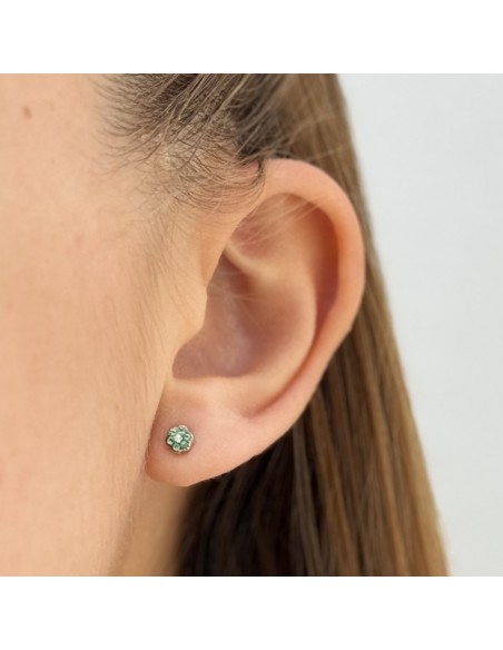 Orecchini Oro Bianco 6+1 Smeraldi 0,15 Diamanti 0,02 [d2f15ef3]