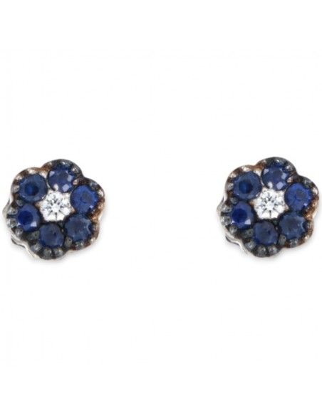 Orecchini Oro Bianco 6+1 Zaffiro 0.12 Diamanti 0,02 [2049d6ab]