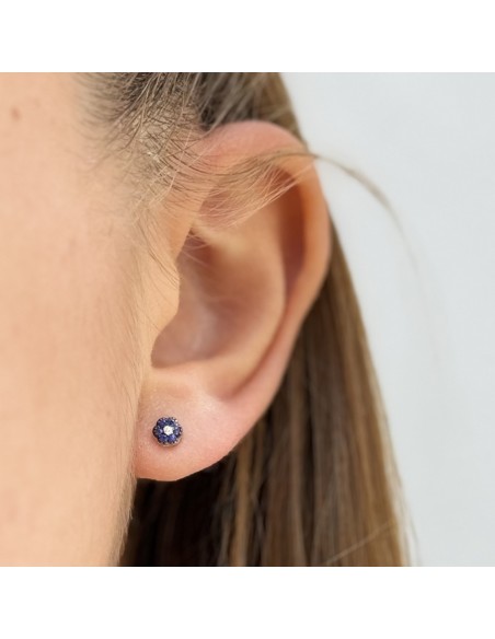 Orecchini Oro Bianco 6+1 Zaffiro 0.12 Diamanti 0,02 [6ff3d9d6]