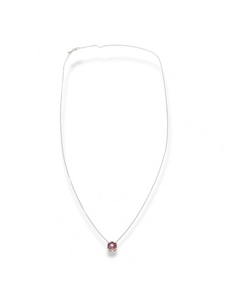 Ciondolo Oro Bianco 6+1 Rubini 0,06 Diamanti 0,01 [cd1028b6]