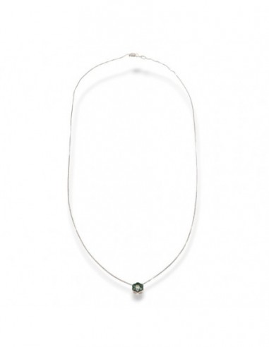 Ciondolo Oro Bianco Punto Luce 6+1 Smeraldi 0,06 Diamanti 0,01 [7a8a456a]