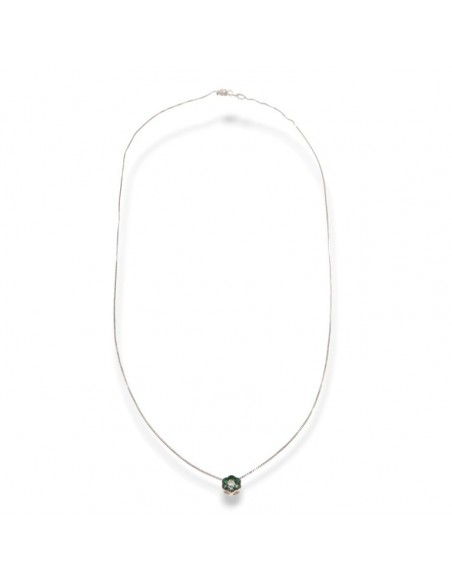 Ciondolo Oro Bianco Punto Luce 6+1 Smeraldi 0,06 Diamanti 0,01 [7a8a456a]