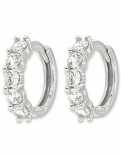 Orecchini Oro Bianco Cerchi 5 Zirconi Bianchi 2,50MM [6e56320f]