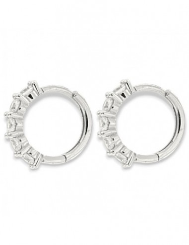 Orecchini Oro Bianco Cerchi 5 Zirconi Bianchi 2,50MM [6a71f0fc]