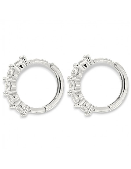 Orecchini Oro Bianco Cerchi 5 Zirconi Bianchi 2,50MM [6a71f0fc]