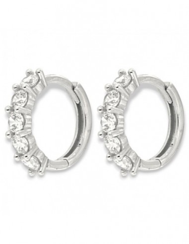 Orecchini Oro Bianco Cerchi 5 Zirconi Bianchi 2,50MM [6f21b7e2]