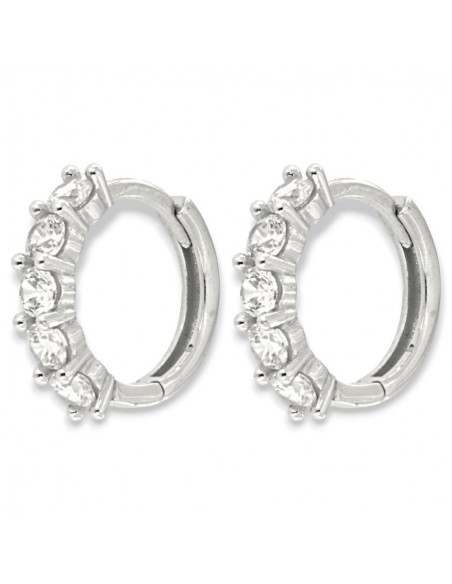 Orecchini Oro Bianco Cerchi 5 Zirconi Bianchi 2,50MM [6f21b7e2]
