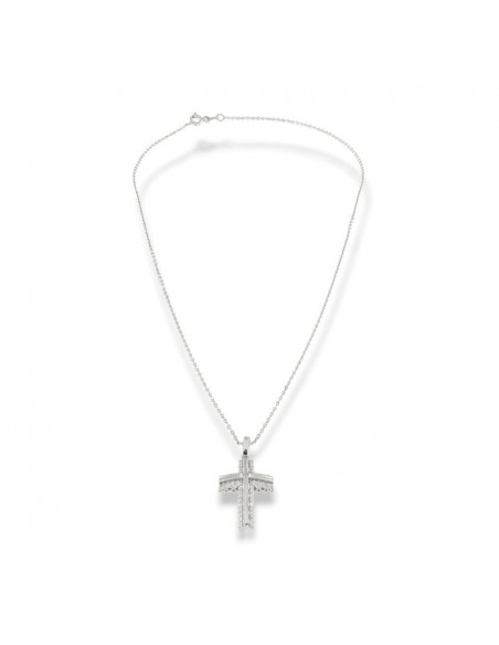 Ciondolo Oro Bianco Crocifisso 46 Diamantini Bianchi 0,15 Ct  Misura 1 [5e72f516]