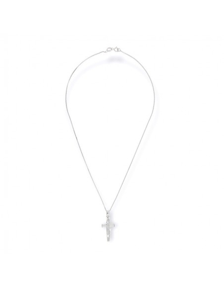Ciondolo Oro Bianco Croce Stilizzata Diamanti 0,09 [9ac909f3]