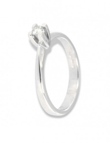 Anello Oro Bianco Solitario Castone Vittoriano Diamante 0,10 Carati [3b4d4544]