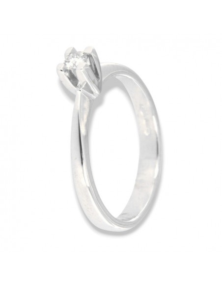 Anello Oro Bianco Solitario Castone Vittoriano Diamante 0,10 Carati [3b4d4544]