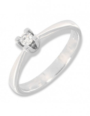 Anello Oro Bianco Solitario Castone Vittoriano Diamante 0,10 Carati [454cb3a0]