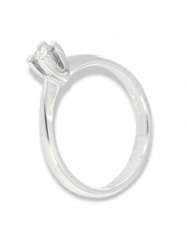 Anello Oro Bianco Solitario Castone Vittoriano Diamante 0,10 Carati [401cf4be]