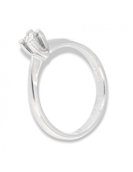 Anello Oro Bianco Solitario Castone Vittoriano Diamante 0,10 Carati [401cf4be]
