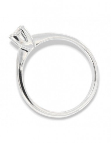 Anello Oro Bianco Solitario Castone Vittoriano Diamante 0,10 Carati [f70135ba]