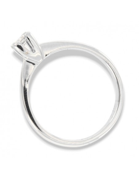 Anello Oro Bianco Solitario Castone Vittoriano Diamante 0,10 Carati [f70135ba]