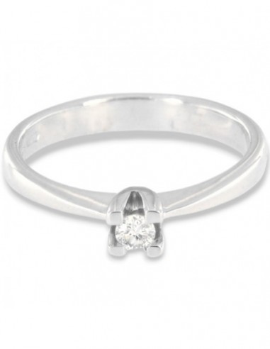 Anello Oro Bianco Solitario Castone Vittoriano Diamante 0,10 Carati [2e2776b7]