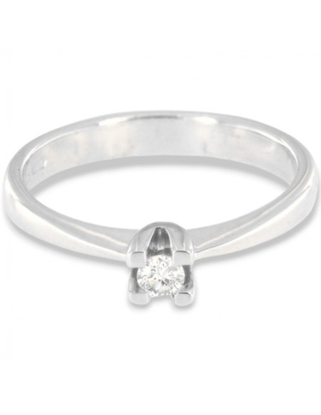 Anello Oro Bianco Solitario Castone Vittoriano Diamante 0,10 Carati [2e2776b7]