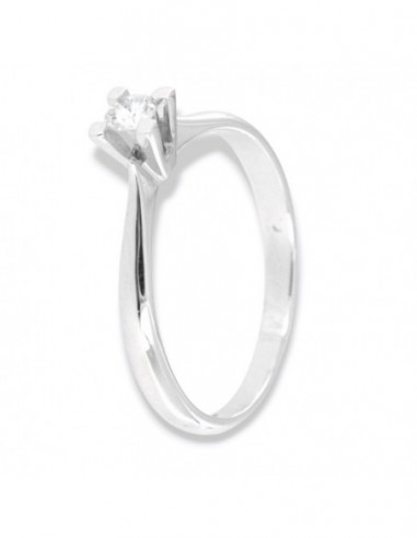 Anello Oro Bianco Solitario Castone Quadro Diamante 0,12 Carati [3e1d025a]