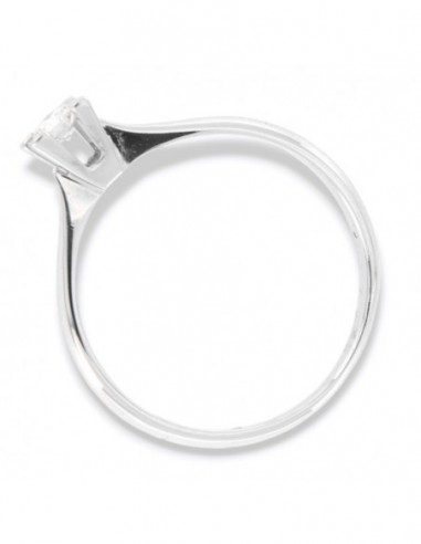 Anello Oro Bianco Solitario Castone Quadro Diamante 0,12 Carati [62463ebf]