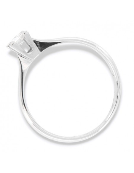 Anello Oro Bianco Solitario Castone Quadro Diamante 0,12 Carati [62463ebf]