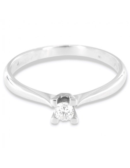 Anello Oro Bianco Solitario Castone Quadro Diamante 0,12 Carati [bb607db2]