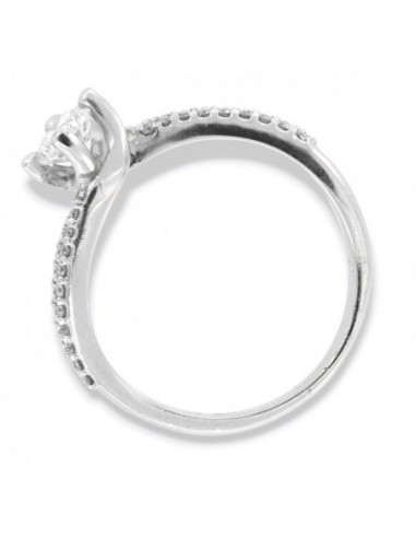 Anello Oro Bianco Solitario Valentino Diamante Centrale 0,40Ct Diamanti Laterali 0,20Ct [93bdd1c5]