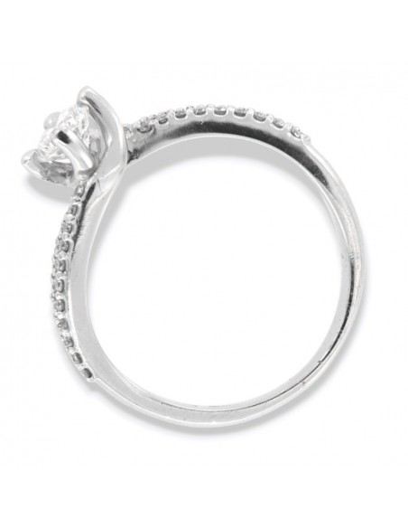 Anello Oro Bianco Solitario Valentino Diamante Centrale 0,40Ct Diamanti Laterali 0,20Ct [93bdd1c5]