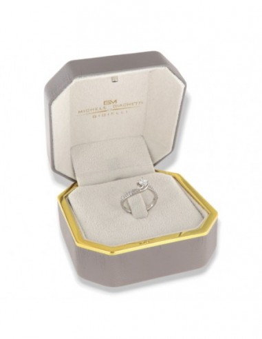 Anello Oro Bianco Solitario Valentino Diamante Centrale 0,40Ct Diamanti Laterali 0,20Ct [fd8653cc]