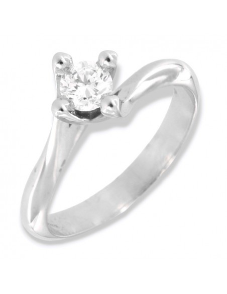 Anello Oro Bianco Solitario Valentino 0,40 Carati [0b7f41d5]