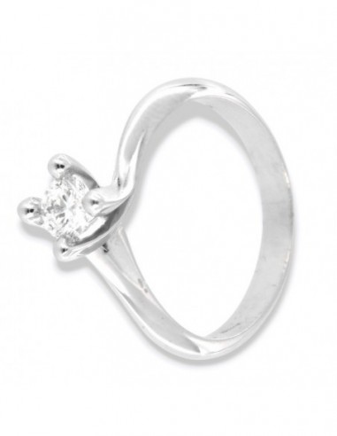 Anello Oro Bianco Solitario Valentino 0,40 Carati [0e2f06cb]