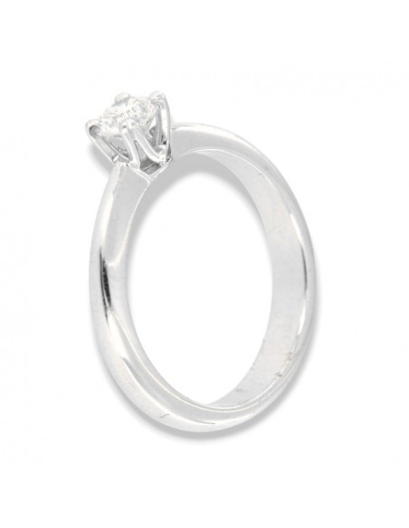 Anello Solitario Dritto Castone a V Scavato 0,40 Carati [07f0d89e]