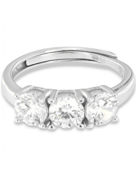 Anello Argento Rodiato Trilogy Zirconi Bianchi 5MM [92f4cb8b]